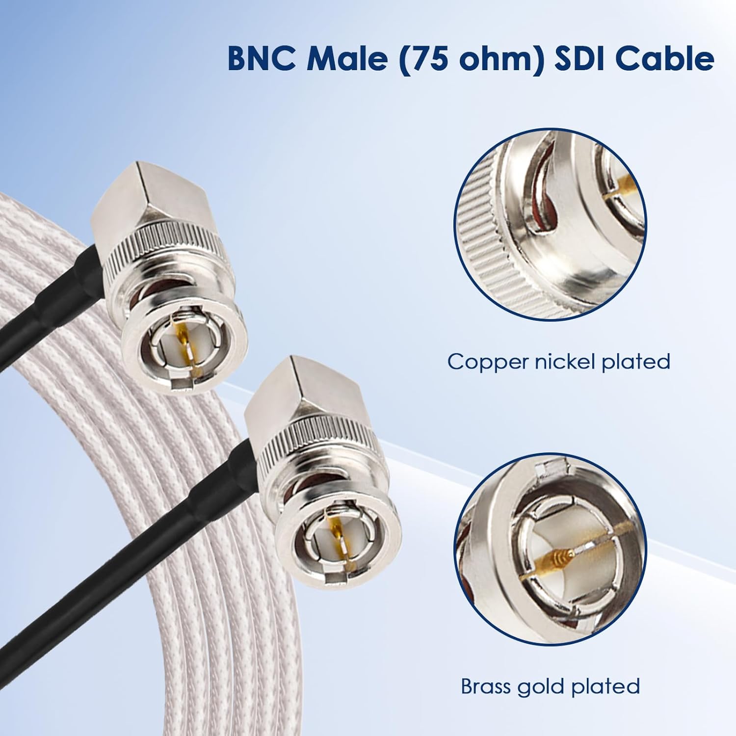 XRDS-RF SDI Cable 50FT, Flexible 3G/6G HD-SDI, 75 Ohm RG179 Extension With Heavy Duty BNC to BNC Male Connector for Surveillance Camera System CCTV/DVR/TV