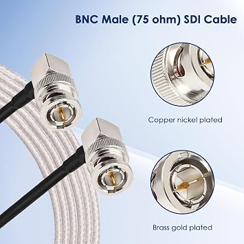 XRDS -RF SDI Cable 3ft, BNC Right Angle Male to Male Cable 75 Ohm RG179 Coax for BMCC Video Blackmagic Camera