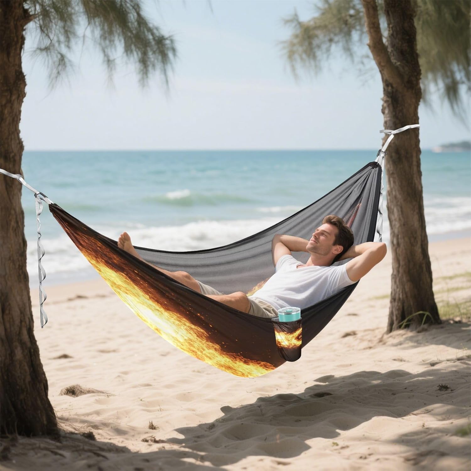 ALAZA Firing Football Camping Hammocks Single or 2 Person 500 lbs Portable Parachute Travel Hammock w/Tree Straps for Hiking Backpacking Indoor Outdoor