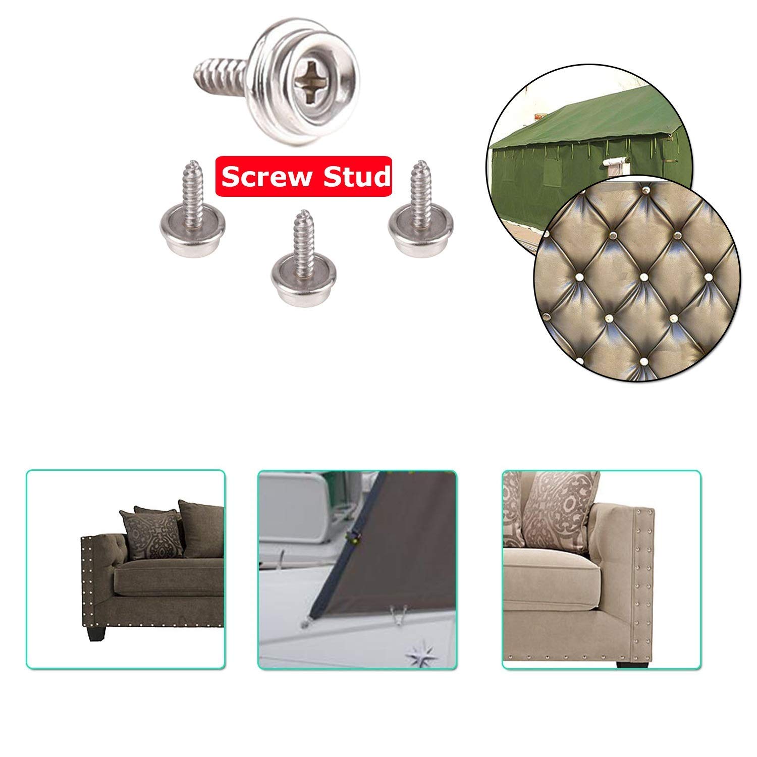 25 Boutons-pression à Visser En Acier Inoxydable - 15 Mm, Kit Fixation Pour Toile, Bâche, Cuir, Bois