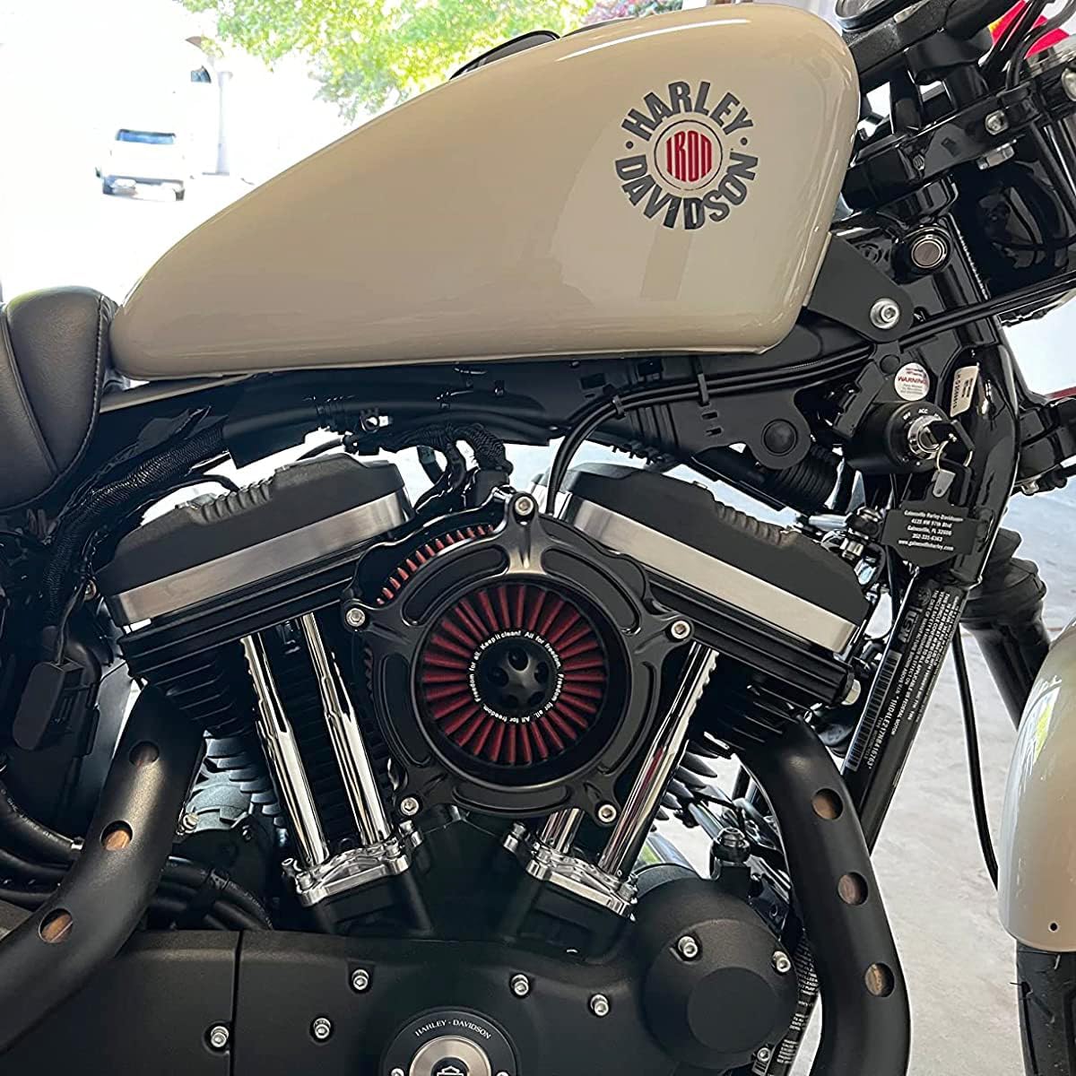 Spike turbine AIR CLEANER cover Fit For Harley XL883L SuperLow XL883N Iron 883 2009-Later red filter Billet Aluminum