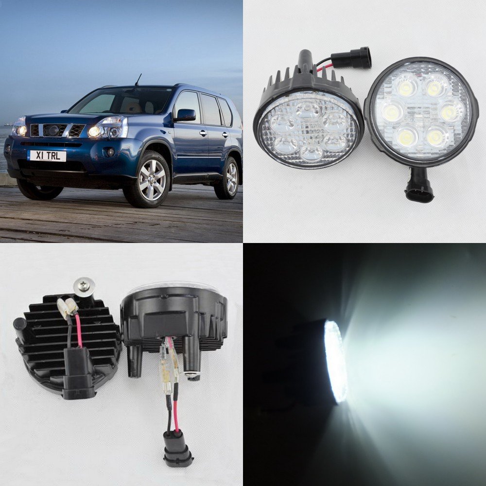 July King LED Day Running Lights 6500K 1260LM 18W H11 LED Fog Lamps Assembly for Nissan X-trail T31 
