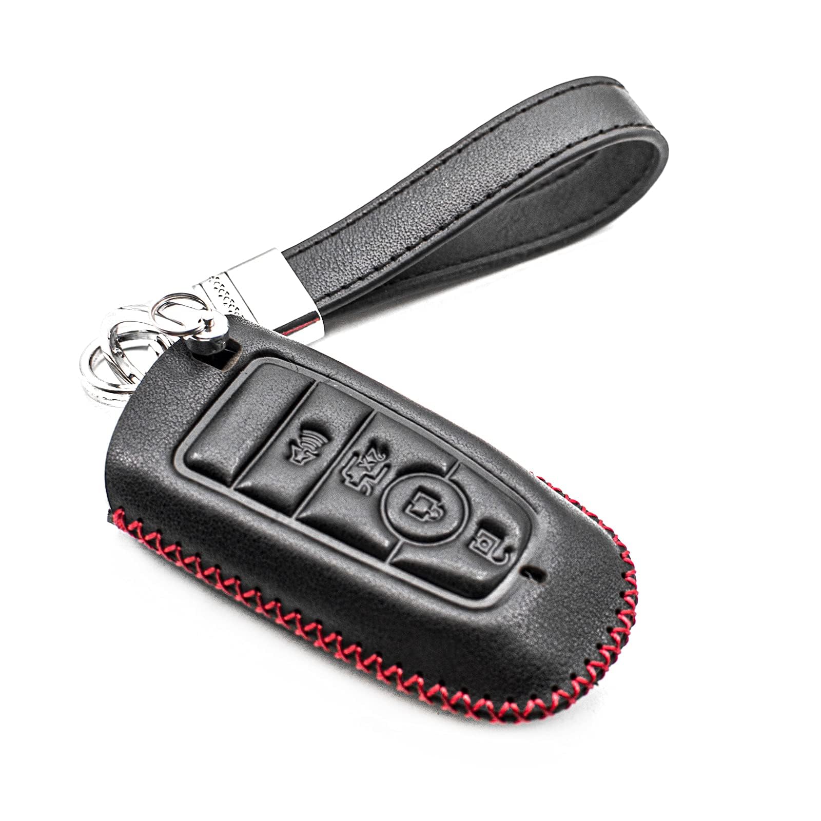 INFIPAR Fit for Ford Mustang Edge Expedition Explorer F-150 Lightning Ranger Bronco Escape Maverick Transit Connect Fusion Genuine Leather Key Fob
