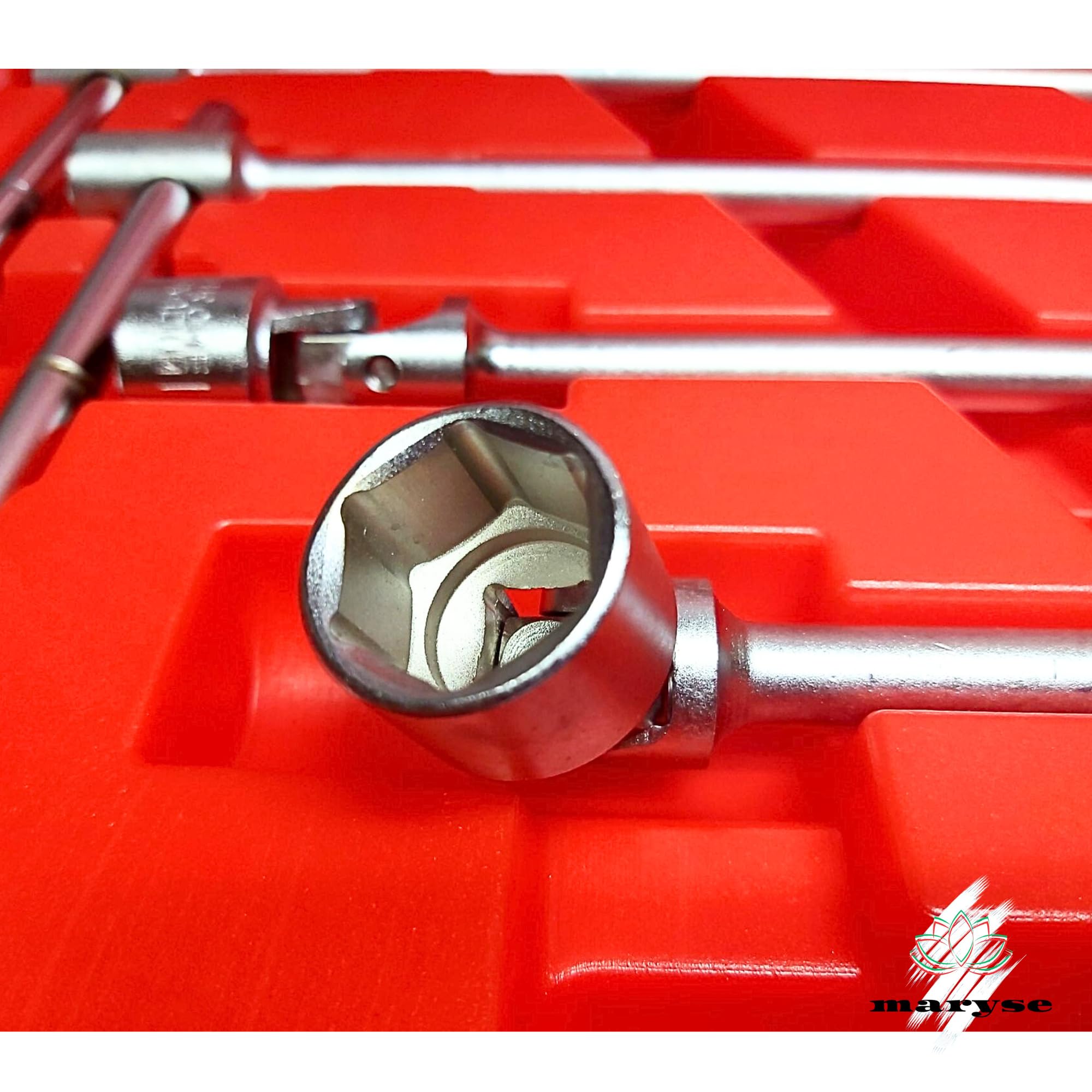 maryse chiavi a t doppio snodo kit di 7 chiave lunga 8 10 12 13 14 17 19 mm croma vanadio testa snodabile con pratica valigetta ideali per meccanica, auto, moto, bricolage