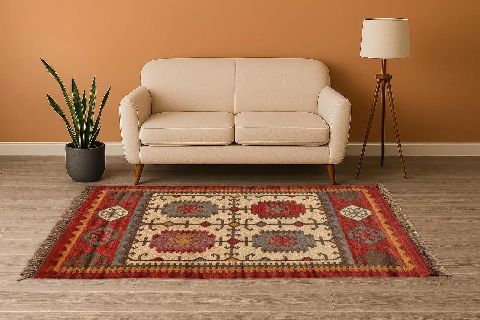 Ręcznie tkany dywan z juty w stylu boho, prostokątny, rustykalny wygląd, do salonu, sypialni, kuchni (VP217WJ) 60 x 90 cm