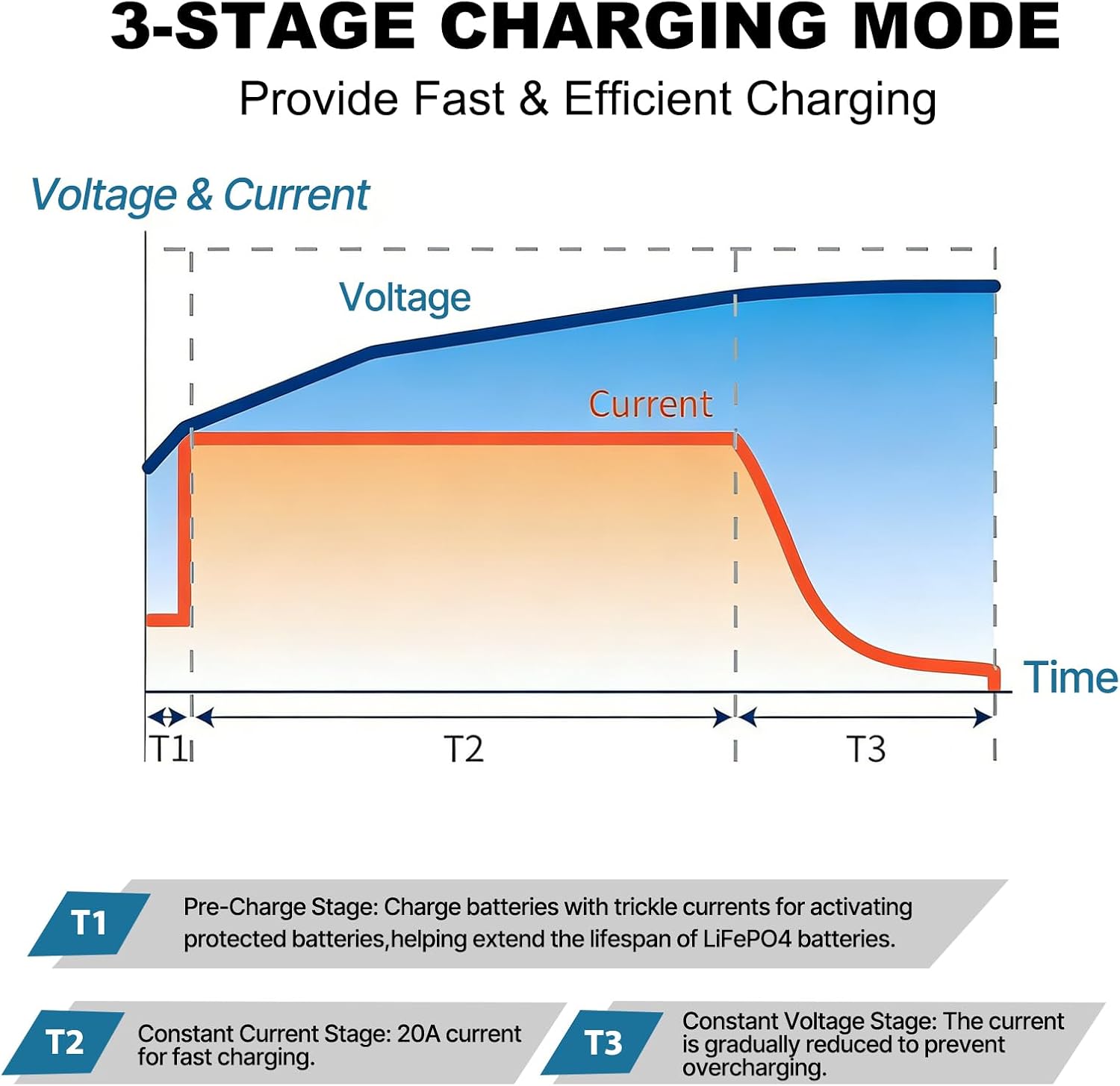 LVYUAN 14.6V 20A LiFePO4 Battery Charger, Automatic Smart Battery Charger and Desulfator Maintenance with Smart Chip for LiFePO4 Lithium Batteries deep Cycle Battery, Ul Certification