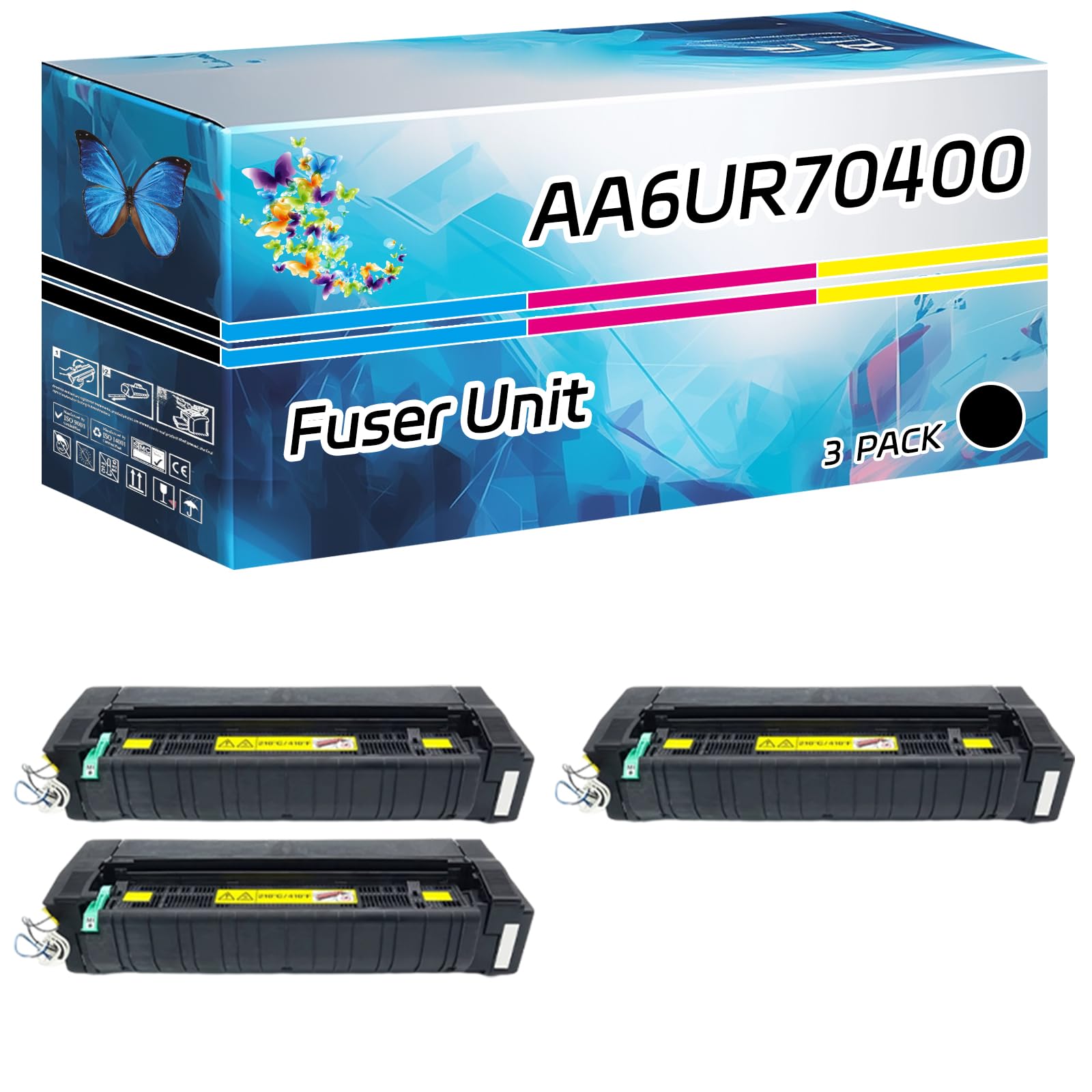 TONERC AA6UR70400 (110V) Fuser Unit Compatible for Konica Minolta bizhub 308e 368e 458e Printers, High Yield 600000 Pages, with Chip High-Definition Printing (3 Pack Black)