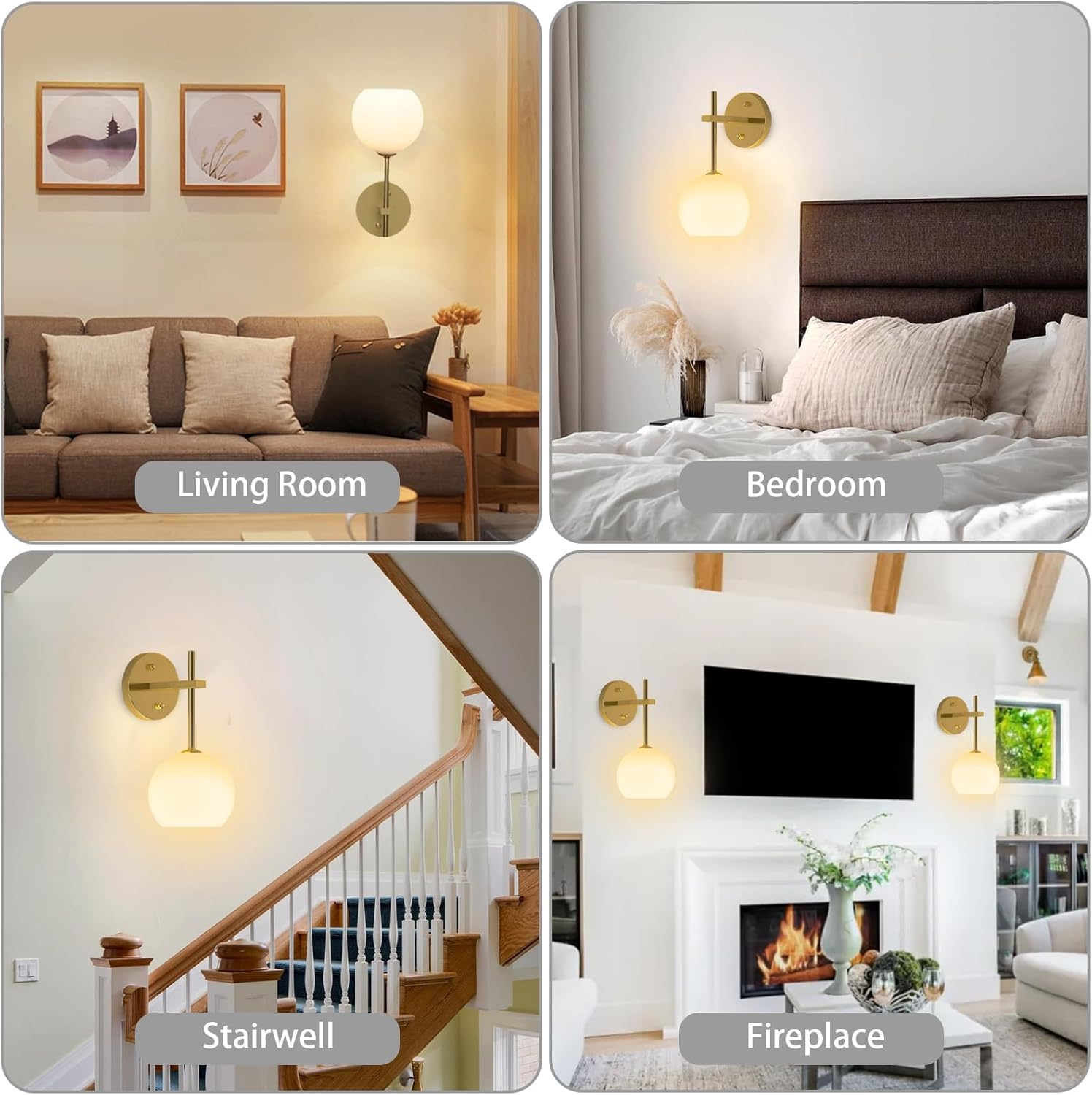 JKEYES Battery Operated Wall Sconce Set of 2, Gold Cordless Wall Lights with Dimmable Detachable Rechargeable Magnetic Bulbs,12 RGB Colors Wall Lights for Bedroom Living Room Hallway