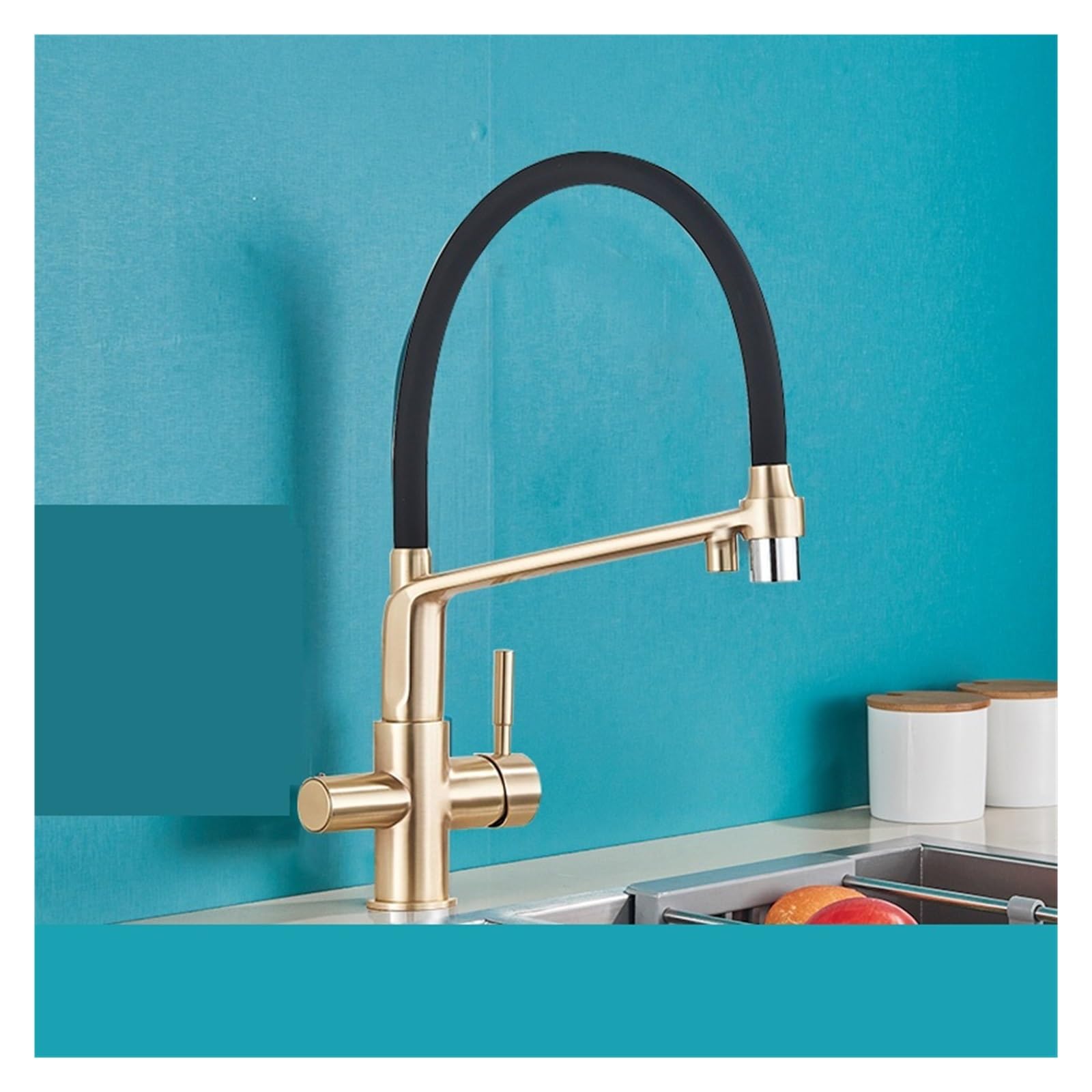 Aycdl Type A Black White Filtered Kitchen Faucets Pull Out 360 Rotation Mixer Tap Pure Water Crane For Kitchen Filtered Water Taps,-Brush Gold-A