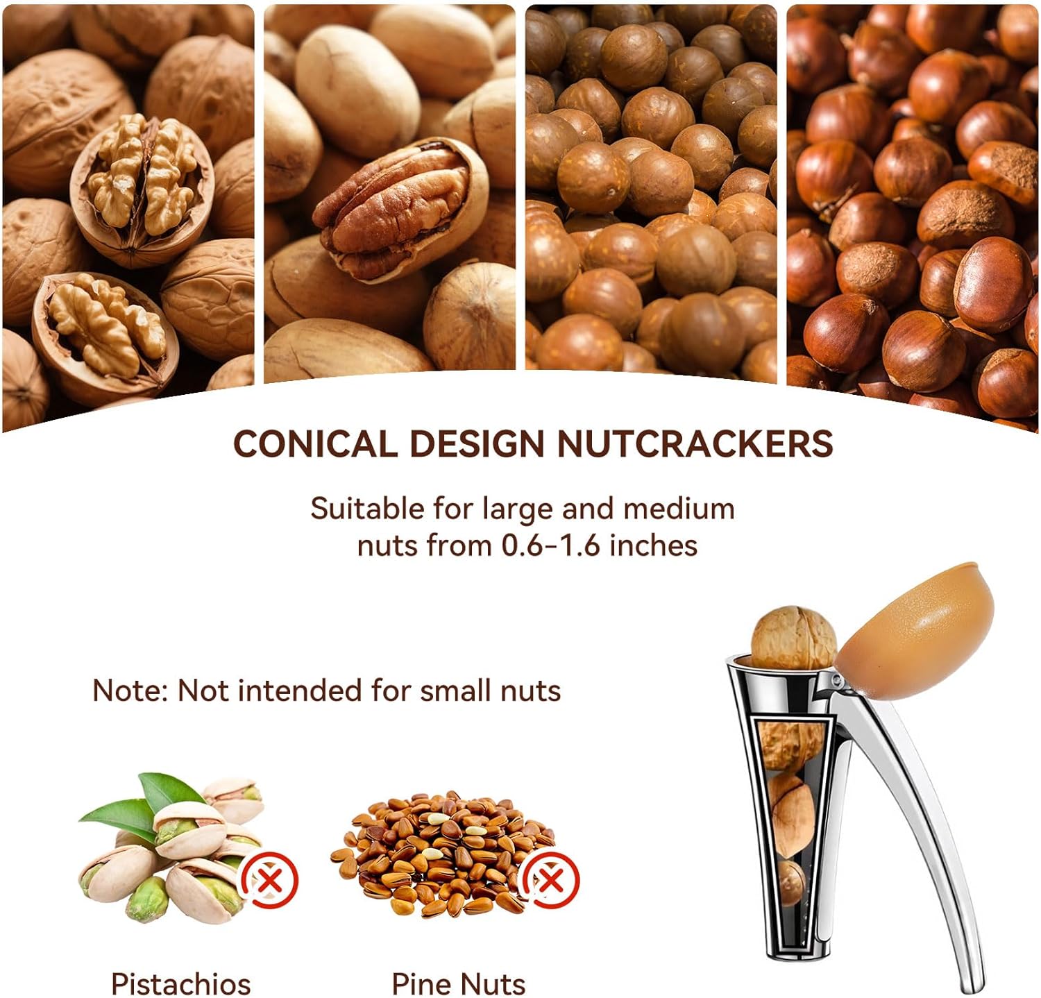 Nut Cracker, Heavy Duty Nutcracker with Splash-Proof Lid, Walnut Cracker Tool with Ergonomic and Self-Retracting Handle -Cracks Large to Medium Sized Nuts With Little Effort - Image 3