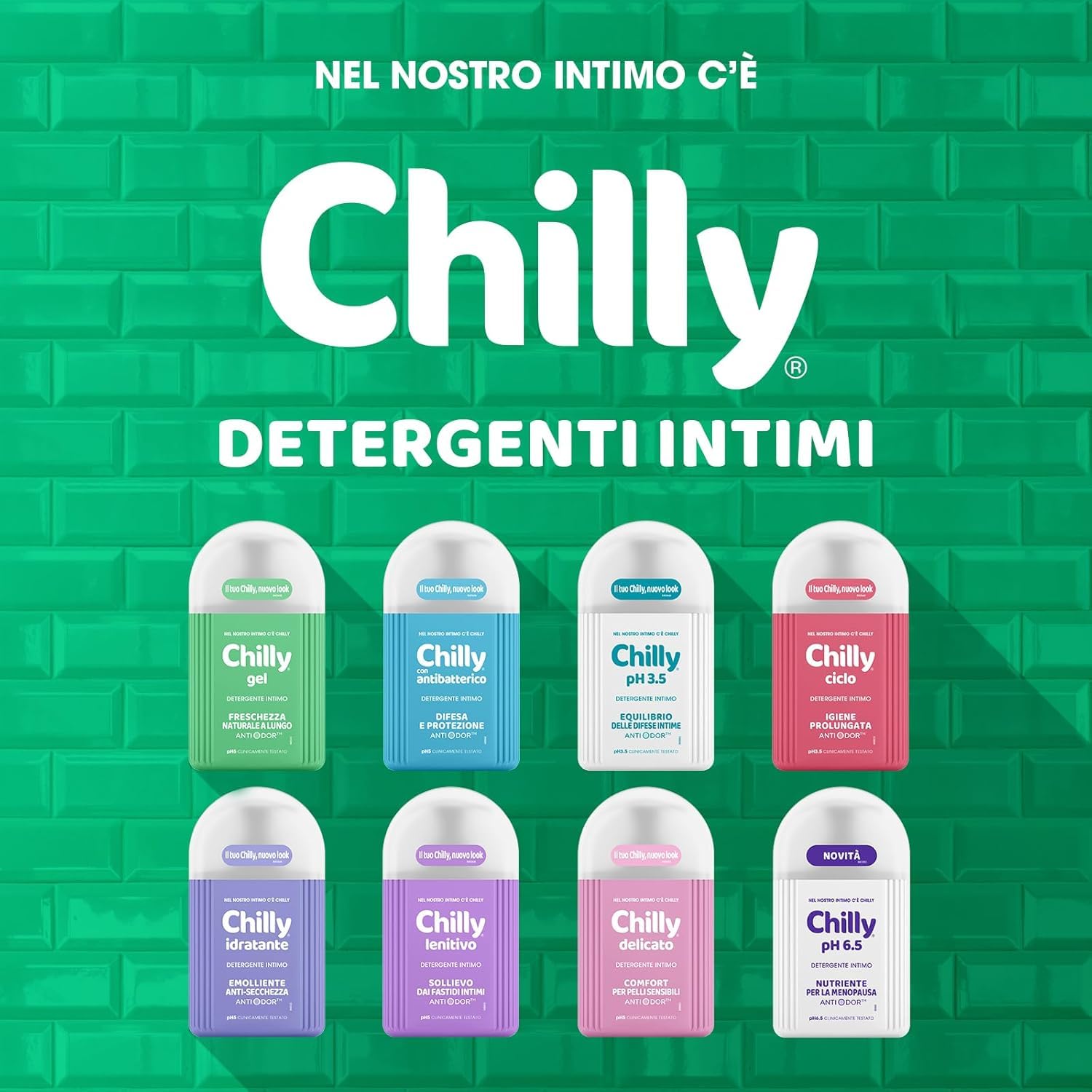 Chilly, Detergente Intimo Delicato, Detergente per l'Igiene Intima con Molecola Antiodore - Formula Delicata e Lenitiva - PH 5, Clinicamente Testato - Confezione da 4 Flaconi da 300 ml