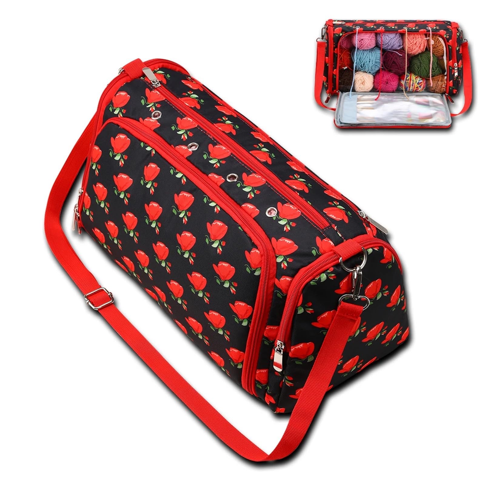 projekttasche für strickzeug Yarn Storage Bag Empty Wool Crochet Waterproof Hooks Diagonal Package Sewing Organizer Knitting für Wolle und Strickzubehör(Color 6)