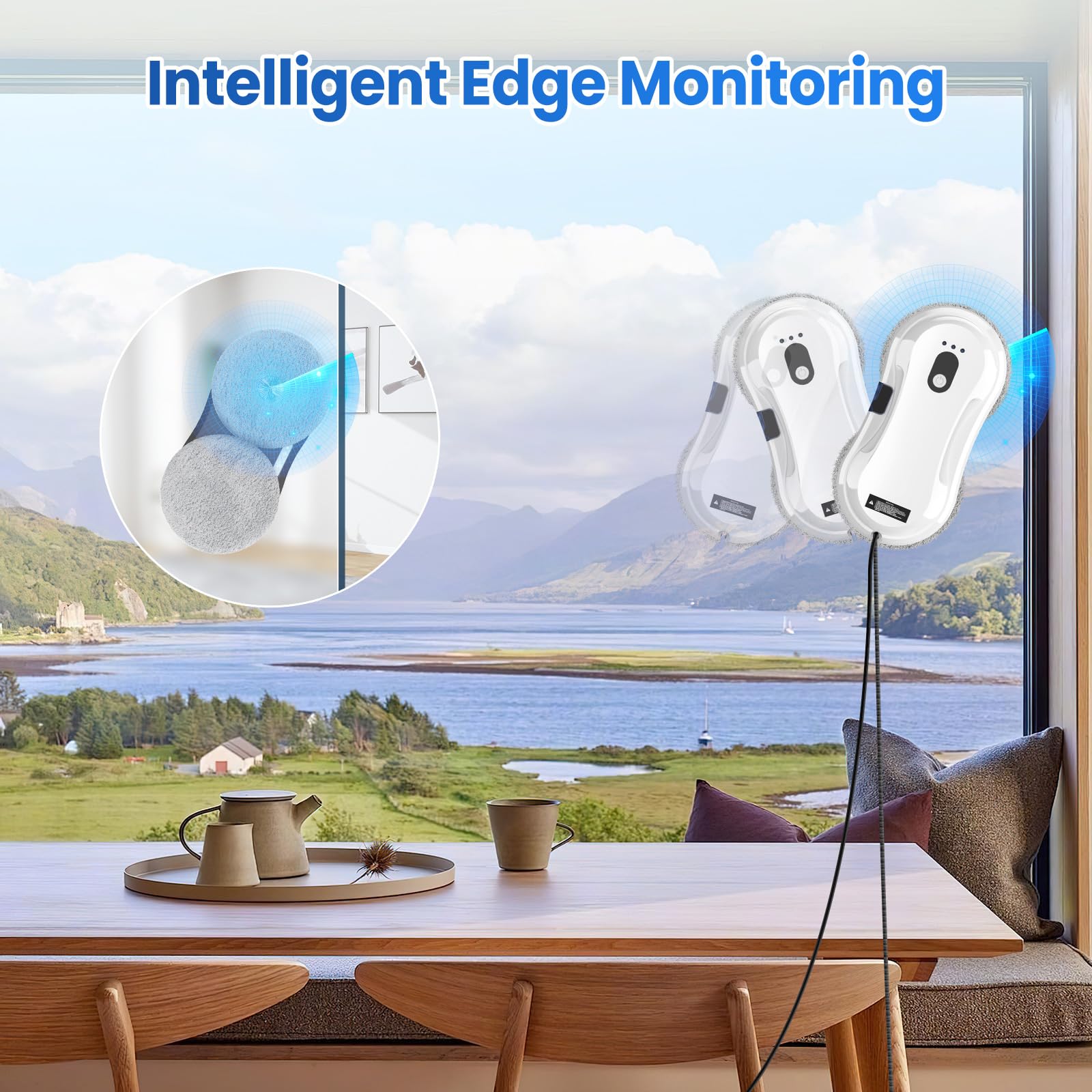Robot limpiador de ventanas con spray de agua automático, detección inteligente, 3 modos de limpieza, control remoto y características de seguridad para limpieza de cristales