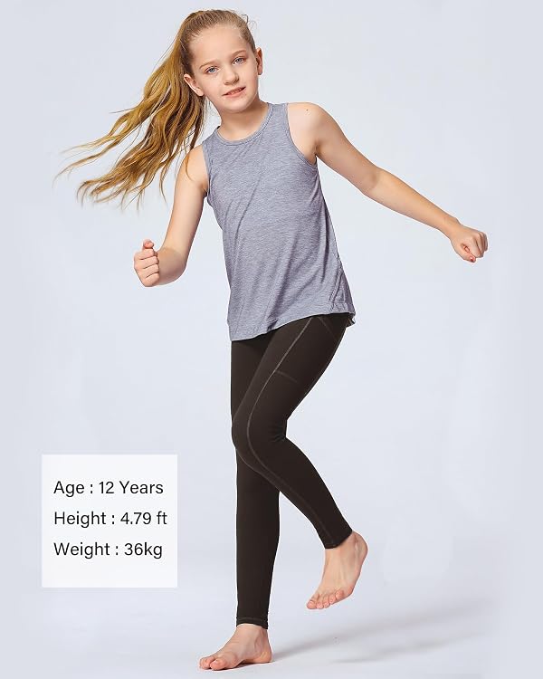 Stelle Girls' Athletic Leggings Kids Dance Running Yoga Pants Workout Active Dance Tights with Pockets (Espresso, 10-11 Years) by Stelle - Image 6