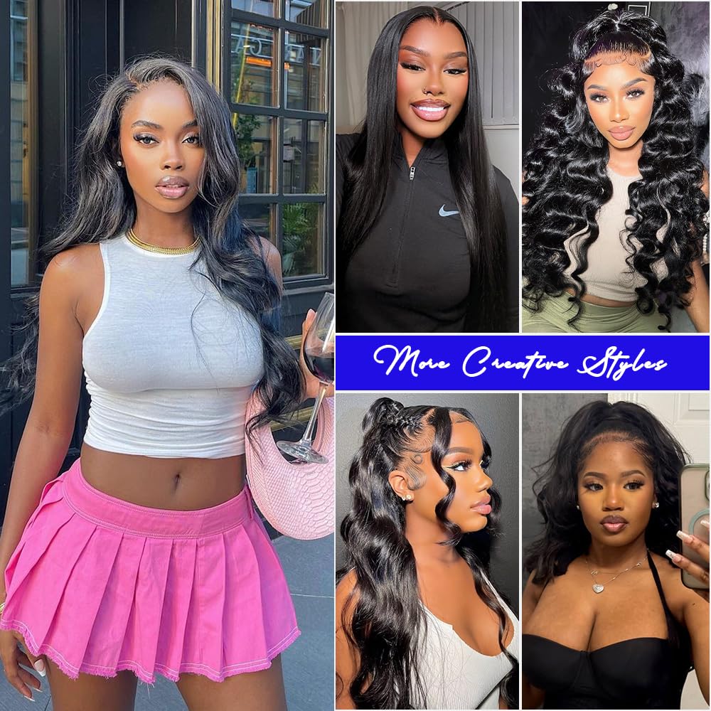 13x6 HD Lace Front Wigs Human Hair 200 Density Body Wave Lace Frontal Wigs Human Hair Pre Plucked Natural Hairline 13x6 Glueless Wigs Human Hair 28 Inch