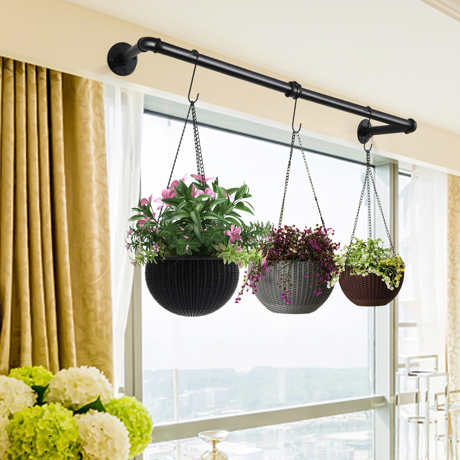 GOODSH Chiaro Mensola per Piante Sospese per Finestra Mensola da Parete Appendere Acrilica Supporto per Fiori Trasparente Regolabile in Altezza per Bagno Salotto Balcone Decorazioni All'aperto,2 Tier