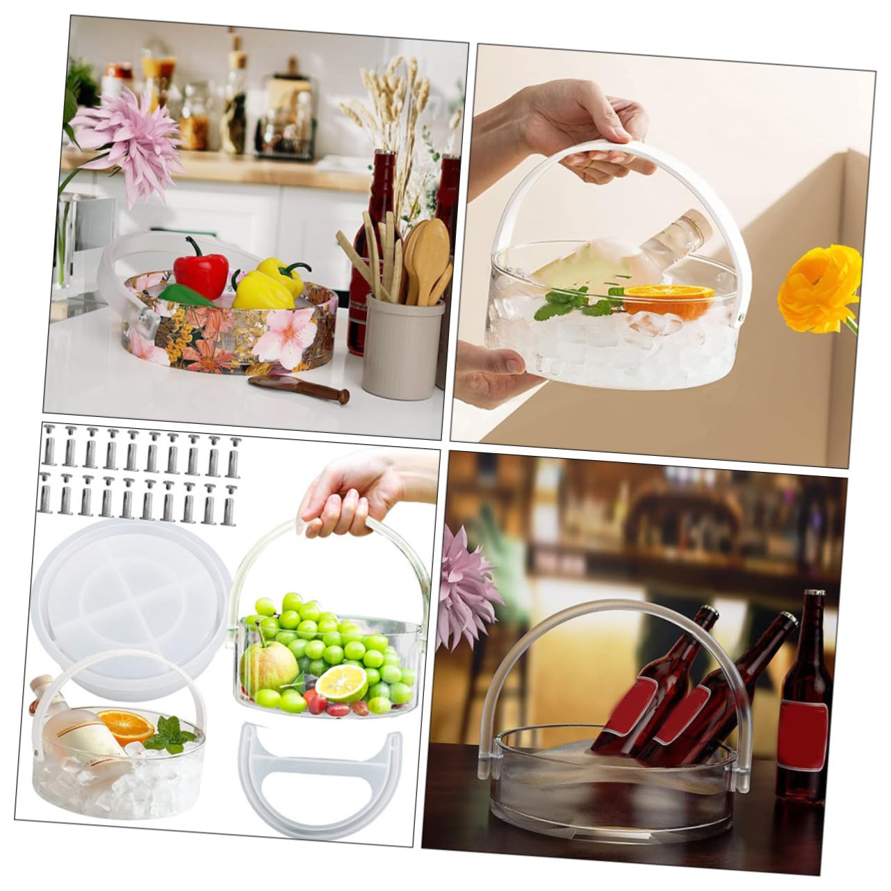 WOONEKY Molde de Silicona para Barril con Mango Molde DIY para Cestas de Almacenamiento de Desmoldar para Manualidades y Organización