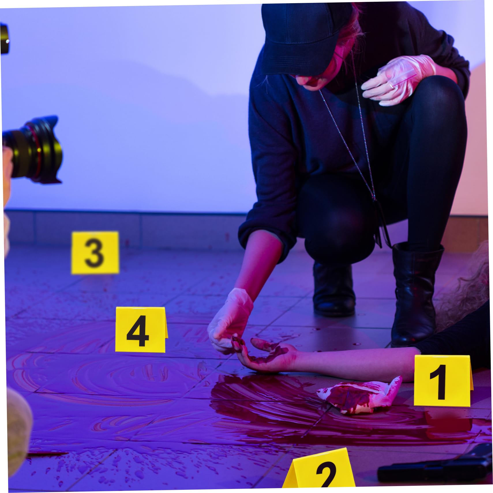 Set De 10 Marcadores De Evidencia Triangulares De Acrílico | Números 20-30 Para Escenas Del Crimen | Decoración De Fiestas Temáticas