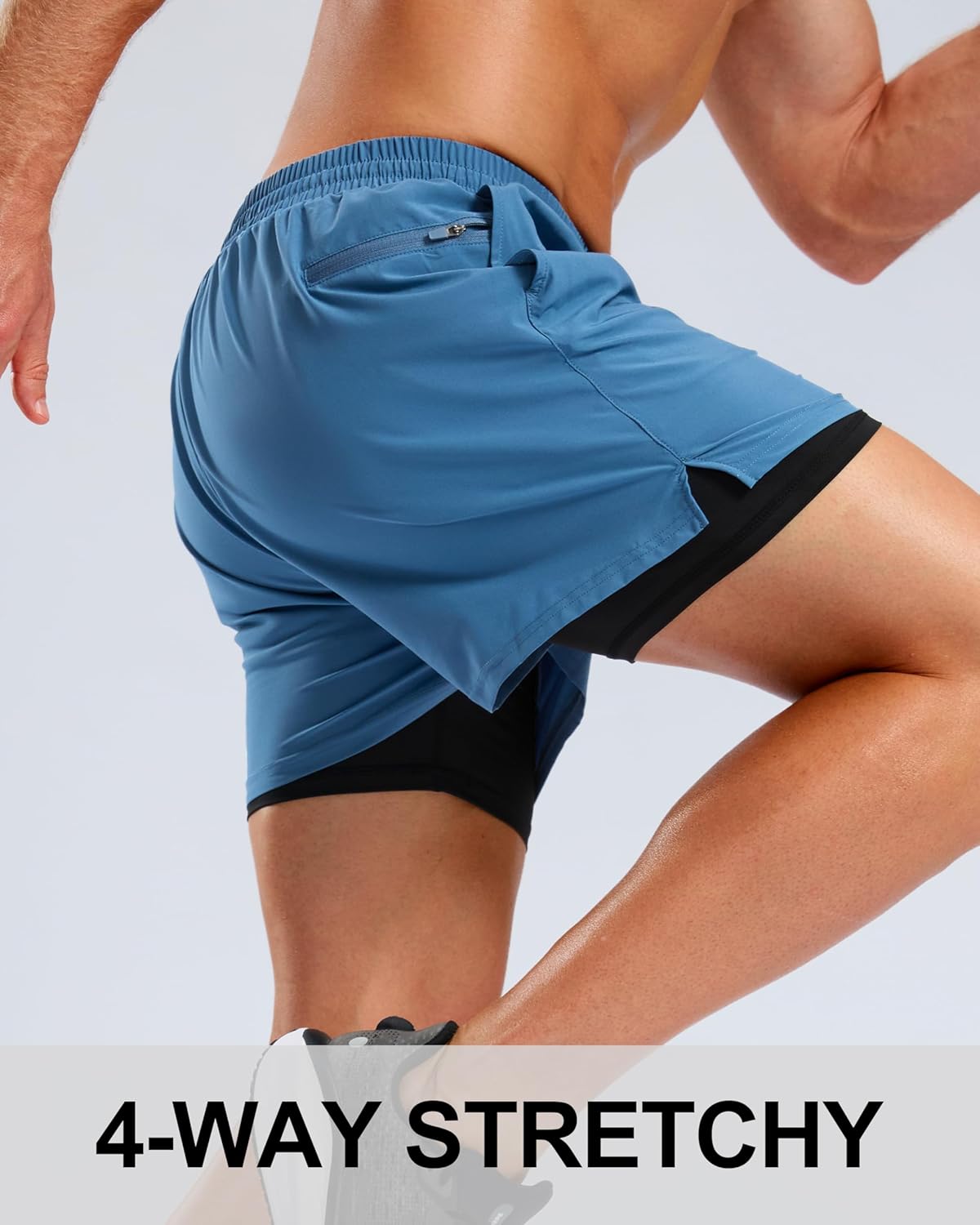 Pudolla Men's 2 in 1 Workout Running Shorts 5" Quick Dry Lined Gym Shorts Athletic with 4 Pockets for Men Tennis Training - Image 7