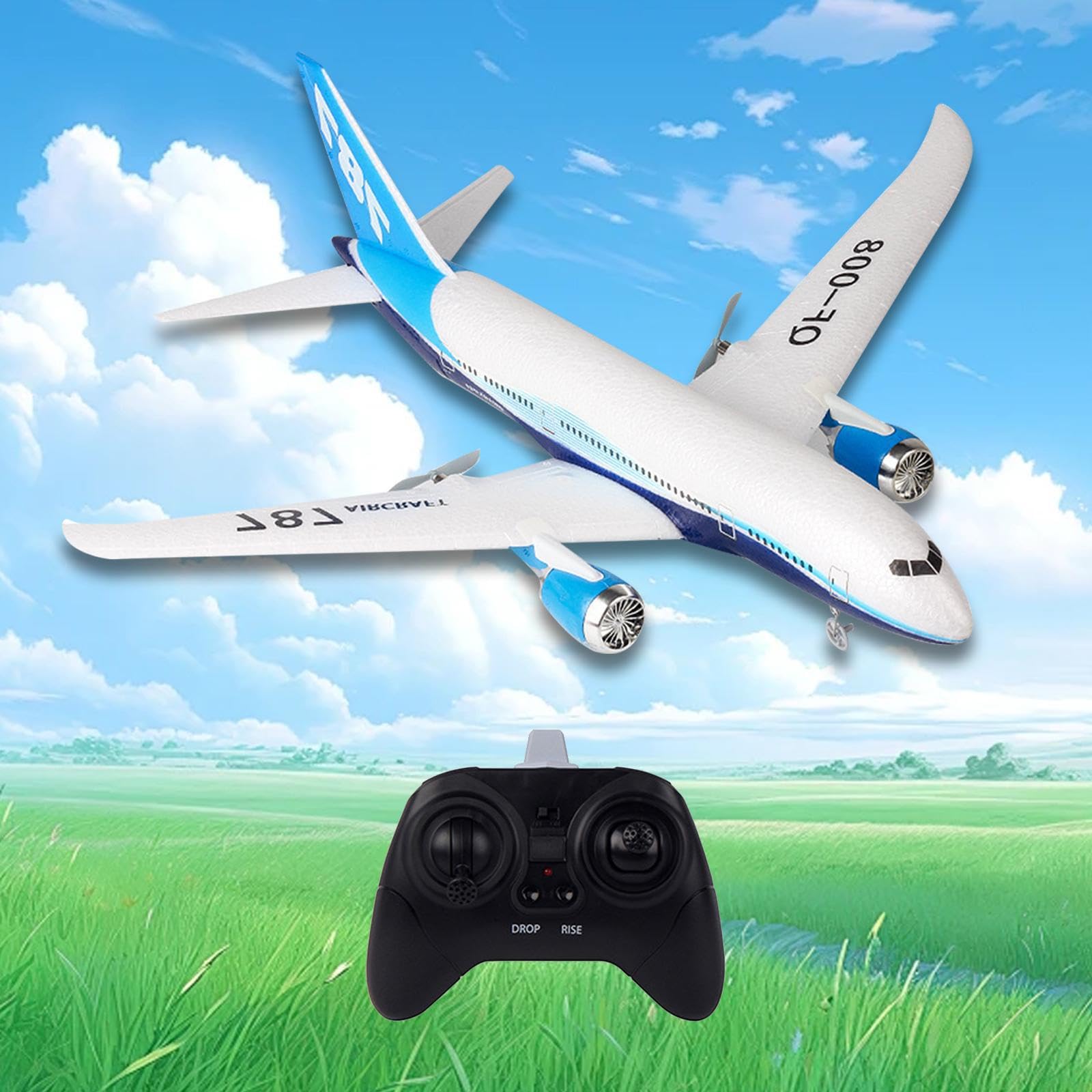 Mini Schaumstoff Gleiter mit festen Tragflächen, ferngesteuertes Spielzeugflugzeug mit USB Anschluss und Nachtlicht, Kinder und Freunde,