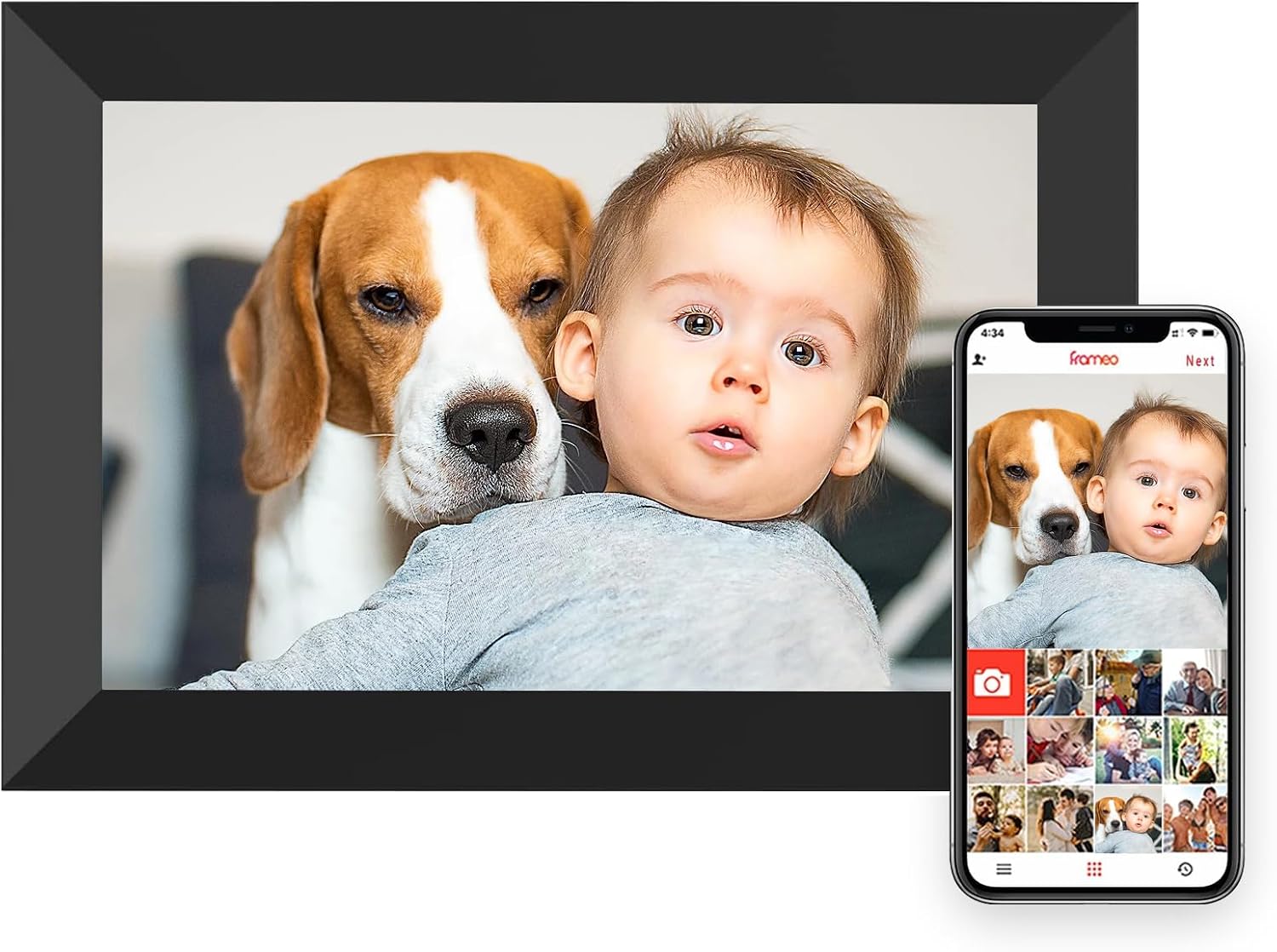 Frameo Digital Photo Frame 10.1 Inch WiFi Digital Picture Frame with 16GB Storage, IPS Touch Screen HD Display, Auto-Rotate, Slideshow, Share Moments via Free APP - Gift for Family and Friends (Black)