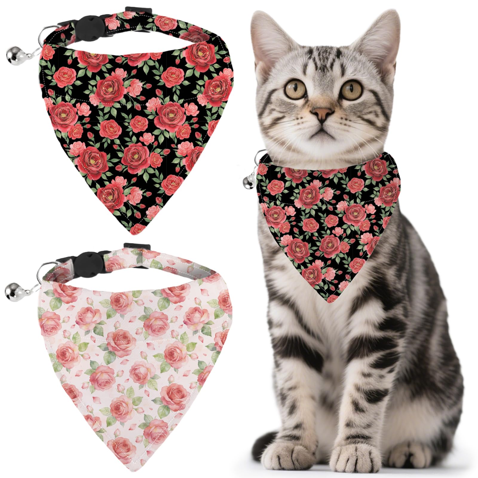 Collar de bandana para mascotas ajustable y desmontable con cascabel sonoro para cachorros