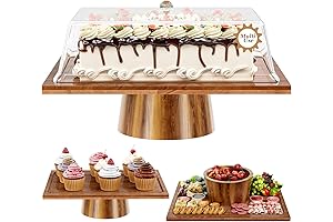 Rectangle Cake Stand with Lid: 2-in-1 Multipurpose Cake and Charcuterie Board for Versatile Display