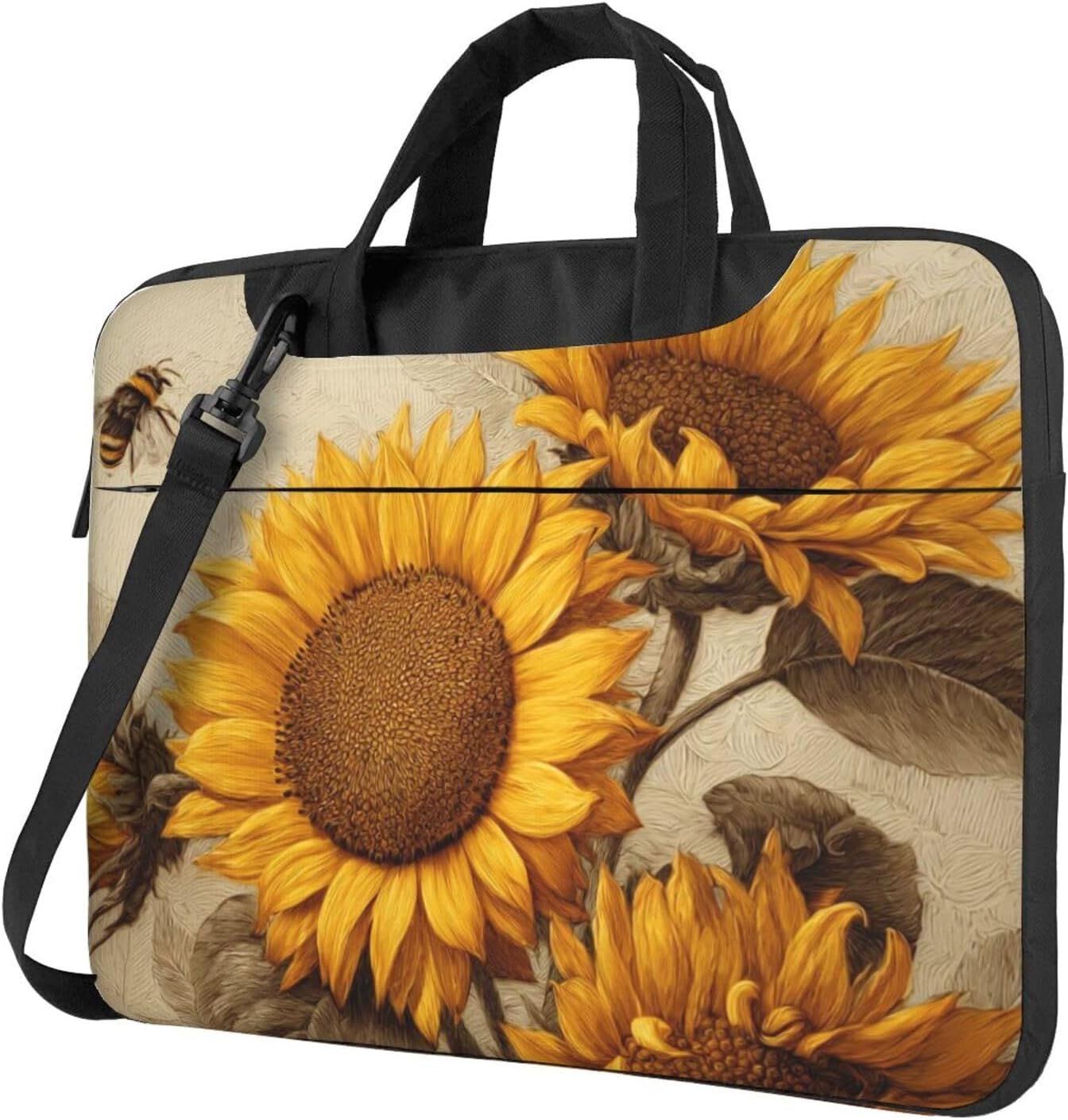 Laptop Shoulder Bag Messenger Bags Bees and sunflowers Laptop Bag Computer Bags for Men Women