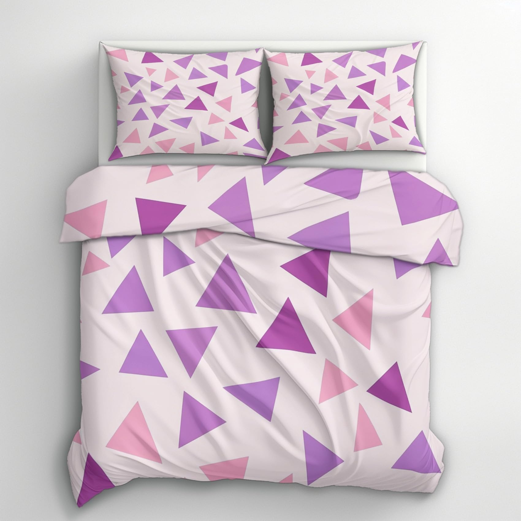Housse de Couette 200x200 cm Super Doux et Respirant Triangle Violet