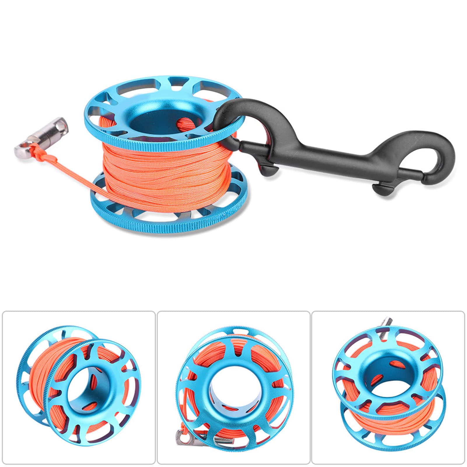 EMUKOEP Korrosionsbeständige Eloxierte Aluminium-Finger-Rollen-Clip-Spule für Tauchtechnik für Profis (Blau 132,5 x 8 x 2 cm/52,17 3,15 0,79 Zoll)