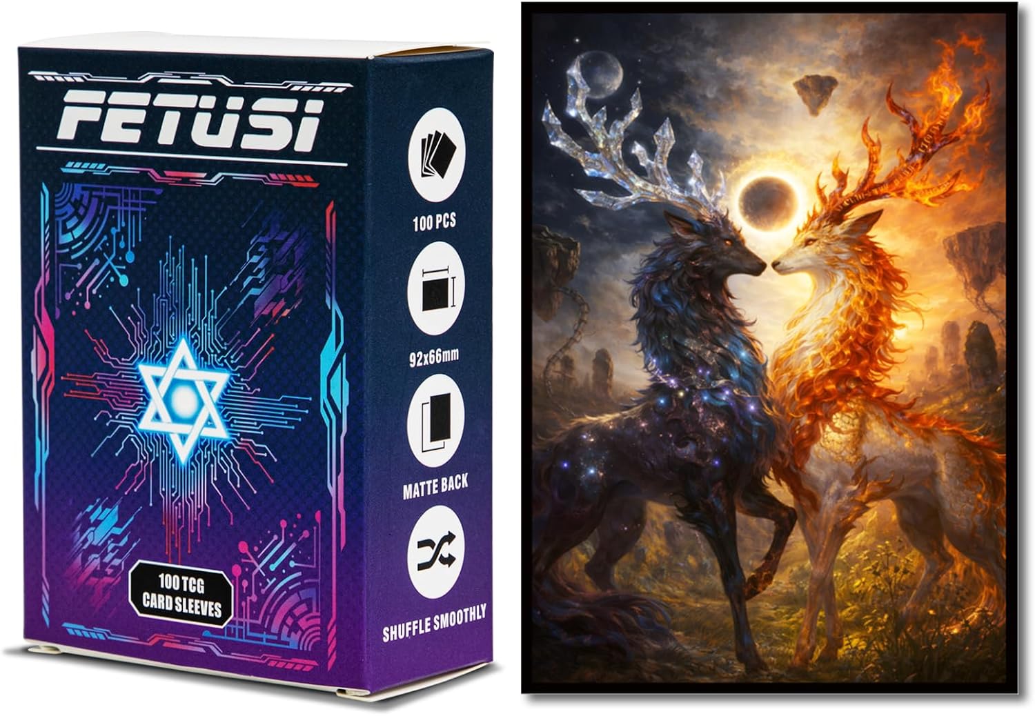 MTG Card Sleeves 100CT (Ninja Relics & World Tree),Anti-Glare Protection for Magic The Gathering Cards,Matte Art Card Sleeves, Matte Back & Clear Front, 66x92mm