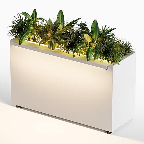 GSK 30" L White LED Metal Planter Flower Box Outdoor