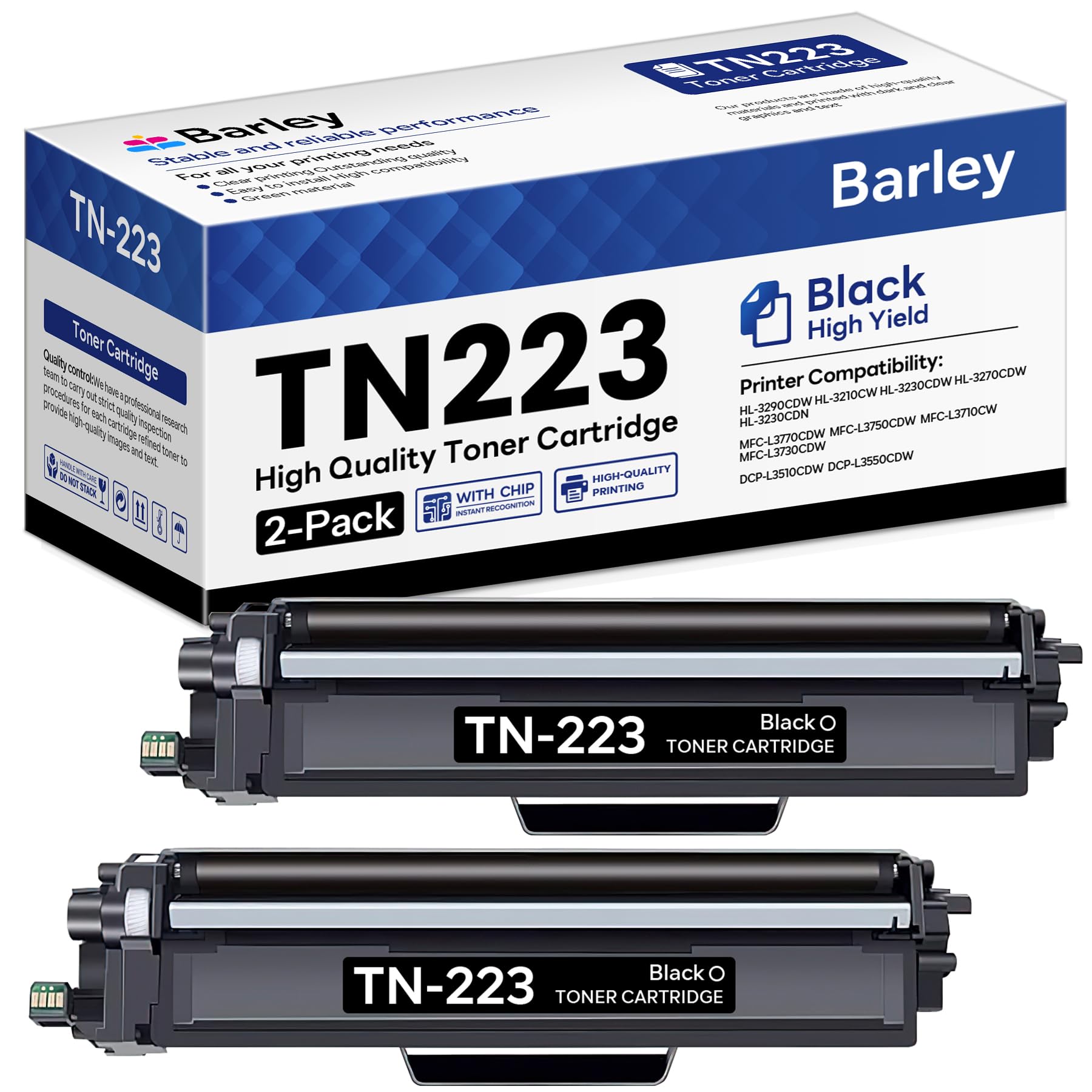 TN223BK TN223 Black Toner Cartridge Compatible TN223BK TN-223BK Replacement for Brother TN223 MFC-L3710CW MFC-L3770CDW MFC-L3750CDW Printer (2-Pack).
