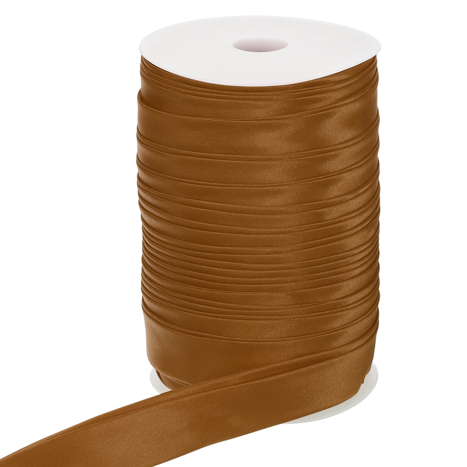 PATIKIL Double Fold Bias Tape, 1 Inch x 55 Yard Continuous Bias Binding Tape Satin Fabric for Sewing Quilting Seaming Hemming Piping Apparel Crafts, Light Brown
