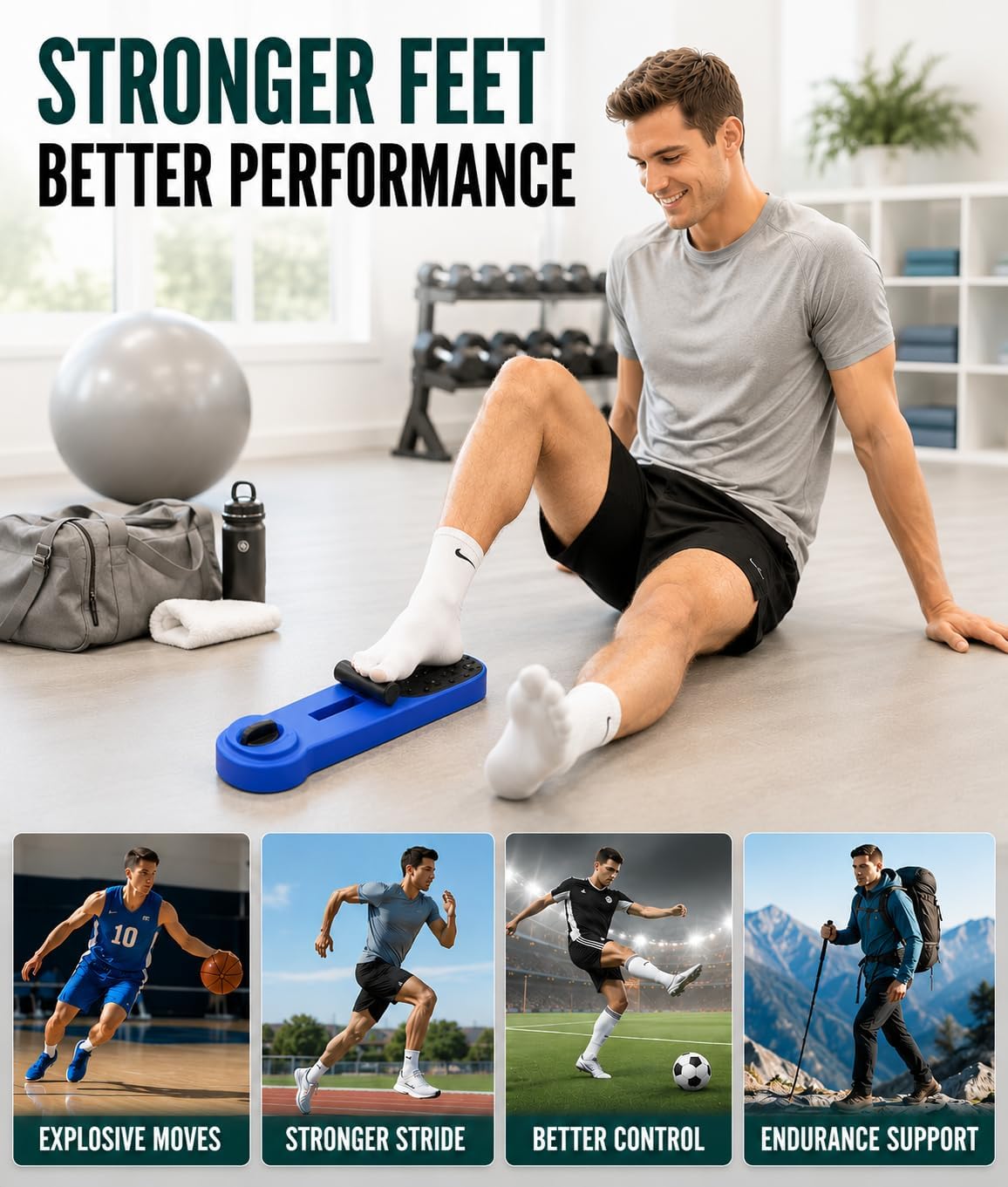 Foot Arch Trainer for Flat Feet & Plantar Fasciitis Relief, Adjustable Arch Support Strengthener