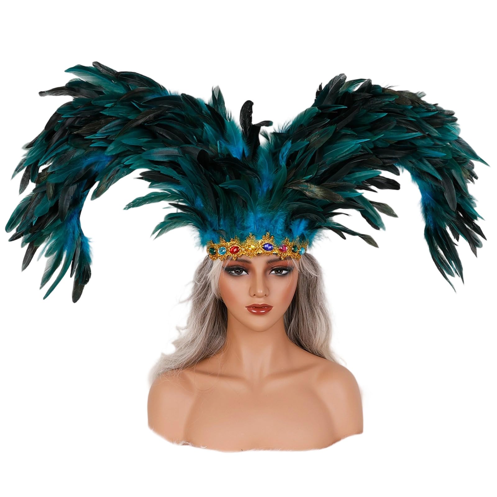 sodeber Decorative Feathered Headpiece Crowns Headdress Carnivals Headwear Mardis Gras Accessory20s Flapper Headband Carnivals Headdress for Women