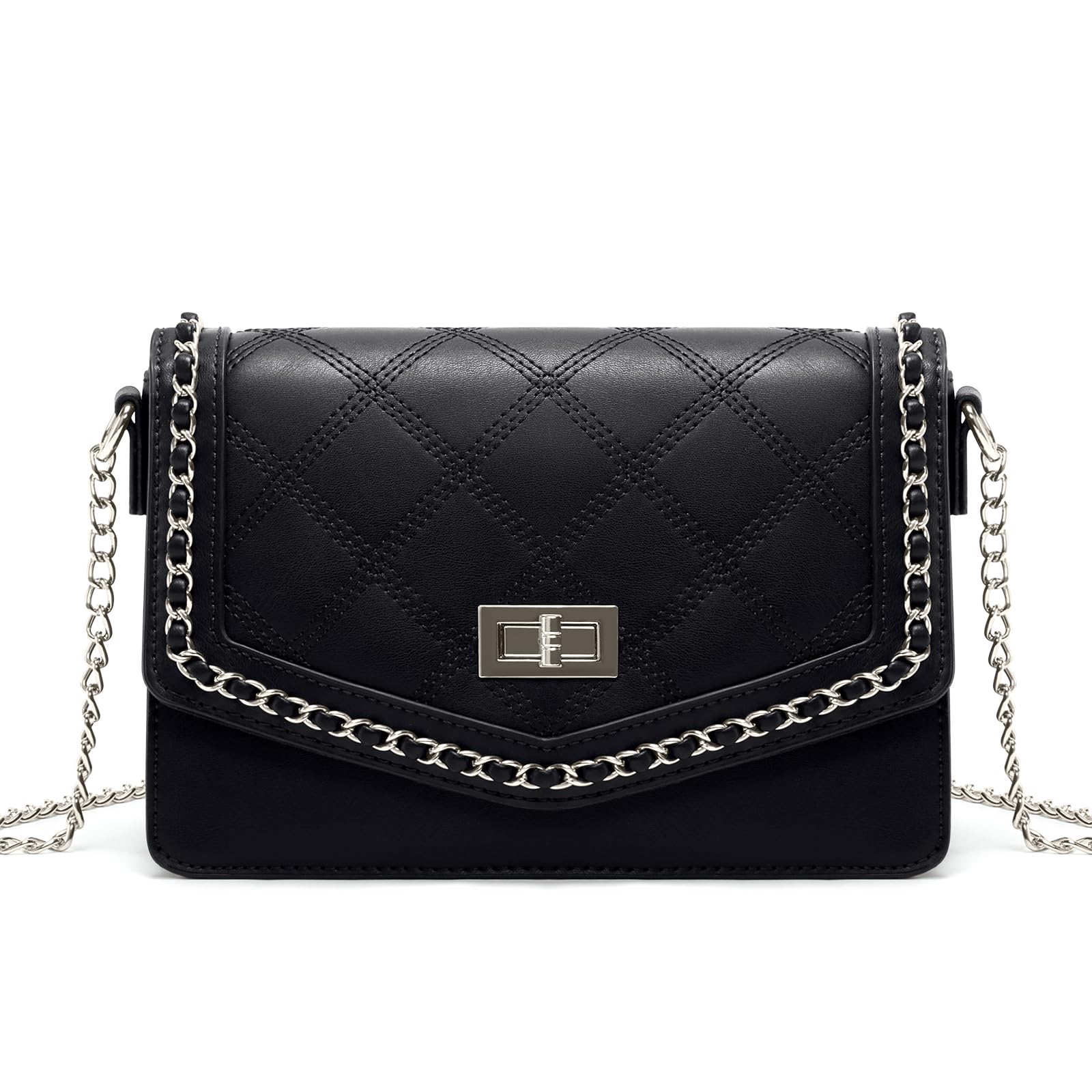 RAINSMORE Kleine Umhängetasche Damen, Crossbody Bag PU Leder mit 3 Fächern | Handtasche Damen | Umhängetasche & Schulter | Reißverschluss-Innenfach | Drehverschluss | Ideal für Alltag, Party, Ausgehen