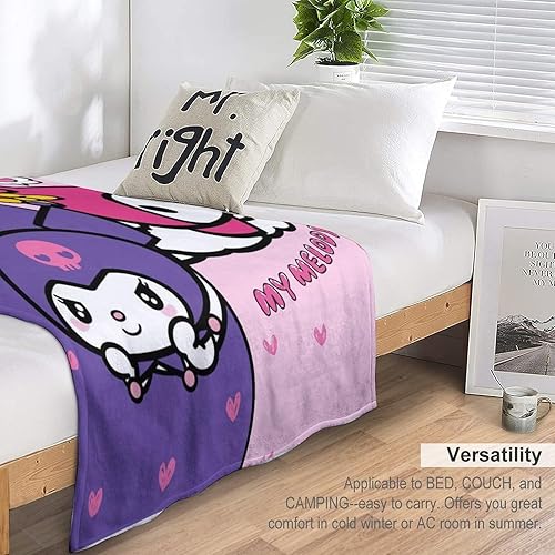 Miniatura 7 de Manta de franela, suave, acogedora y ligera, bonita manta de retazos morados, regalo para sofá, cama, oficina, viajes durante todas las estaciones,