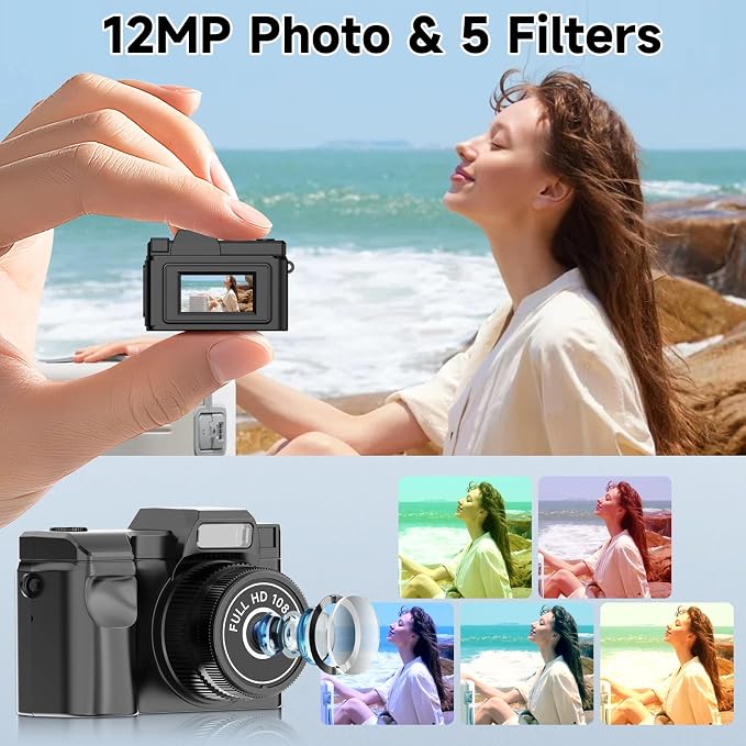 Cámara digital MINI KEYCHAIN 1080P HD negra miniatura 3