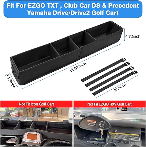 Miniatura 3 de MOSNAI Cesta de golf delantera para carrito de golf sin necesidad de taladrar, organizador de bandeja para EZGO TXT, Club Car DS & Precedent Yamaha