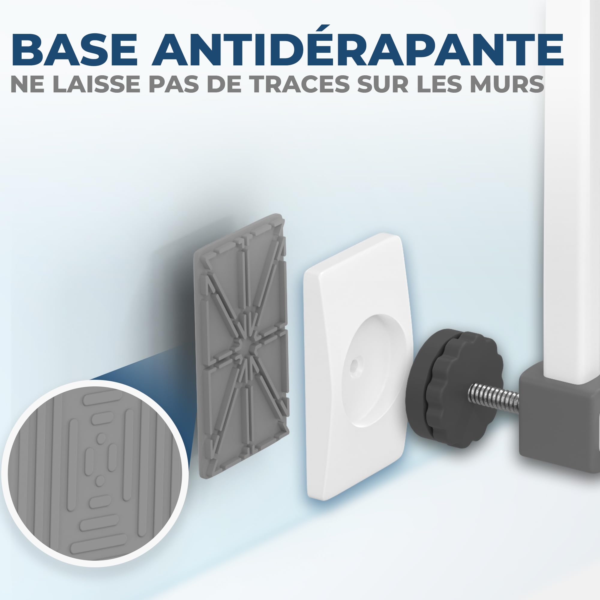 Hoffenbach 4X Patins de Protection Murale – Grille et Barrière de Sécurité pour Escalier & Porte – Protection Murale sans Perçage – Fixation à Pression pour Bébé & Enfants