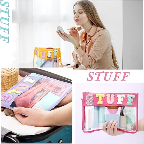 Miniatura 5 de Nuanchu 9 piezas de felpilla transparente bolsa de cosas bolsa de PVC impermeable preppy cosméticos bolsa de maquillaje bolsa de viaje playa bolsa