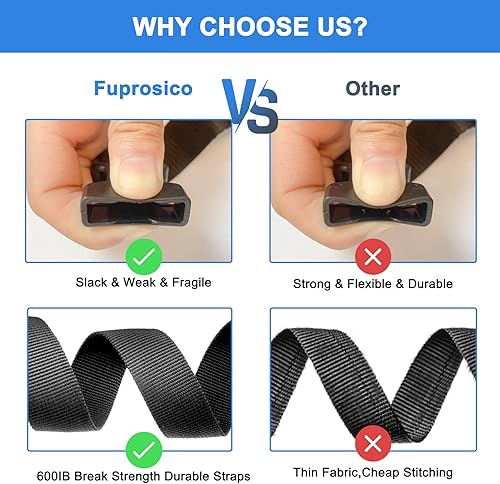 Miniatura 5 de Fuprosico Correas ajustables para cubierta de barco con hebillas y clip, correa de amarre de 1 x 96 pulgadas (paquete de 8)