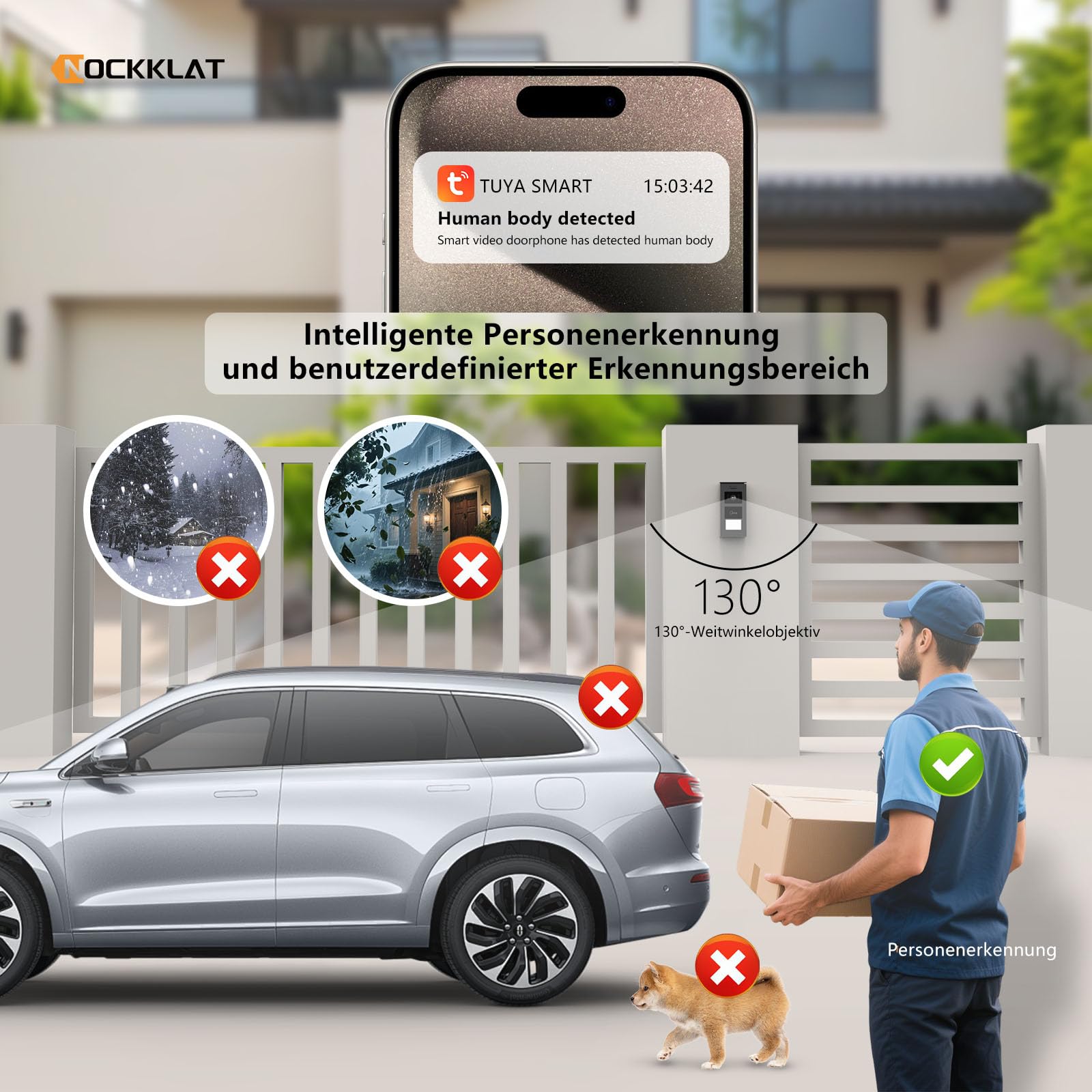 WLAN 2 draht Video-türsprechanlage mit Kamera IP65, 1080p HD, 7 Zoll Touchscreen, Entriegelung familienhaus per App/Swip karte, Bewegungserkennung,Nachtvision, lokale Wetterinformationen