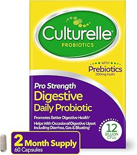 Culturelle Probiótico diario Pro Strength - Cápsulas de salud digestiva, cepa probiótica de origen natural probada para apoyar la salud digestiva e inmunológica, sin gluten y soja, sin OMG, 60 unidades