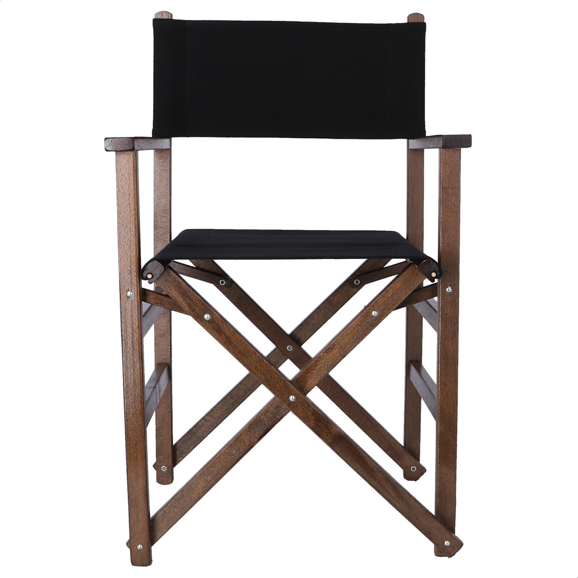 Silla de Director de Madera Nogal con Lona de Color Negra
