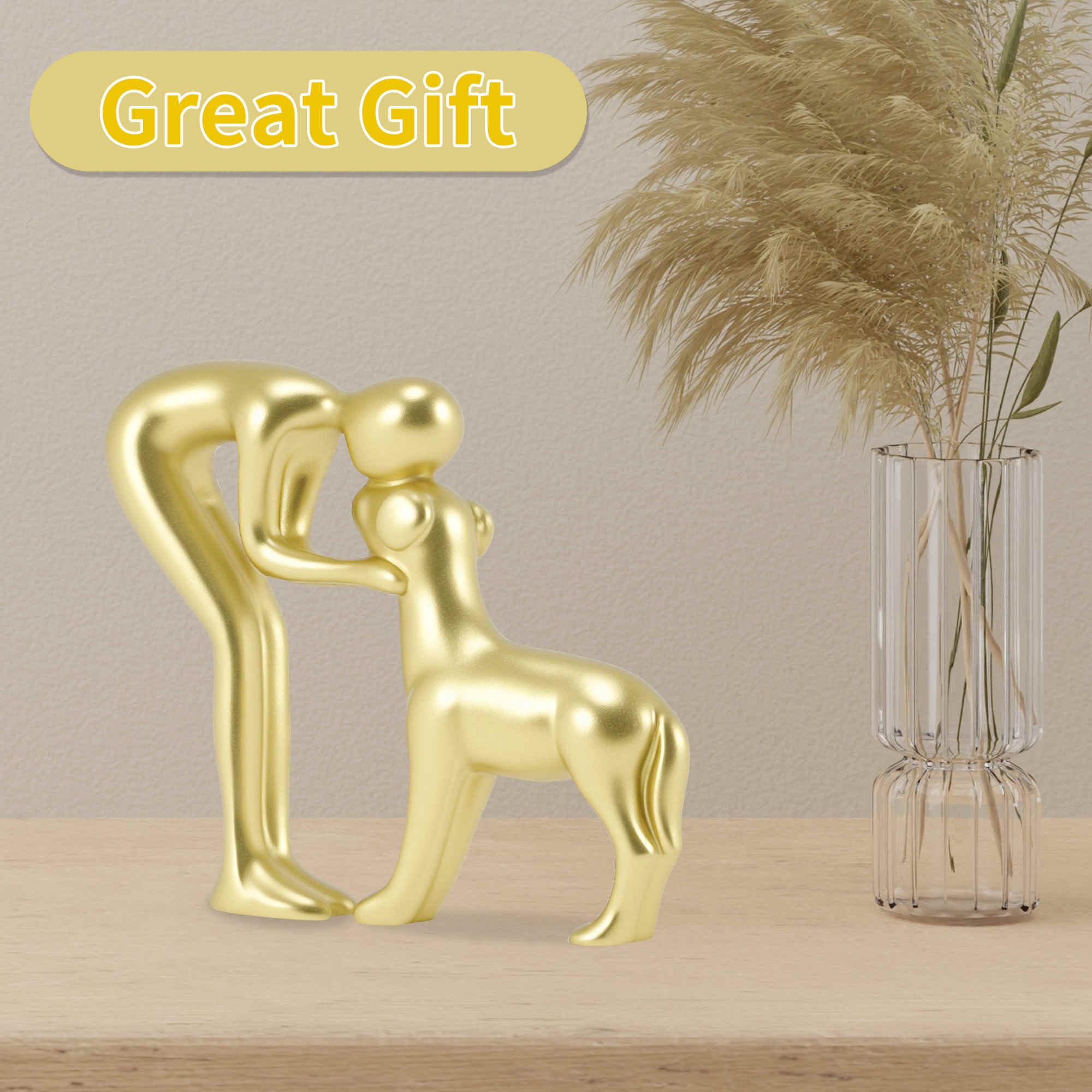 CAPASTEC Dog Statue Decorations, Cute Dog Decor for Office Living Room, Bedroom, Home, Gold Tone - Image 3
