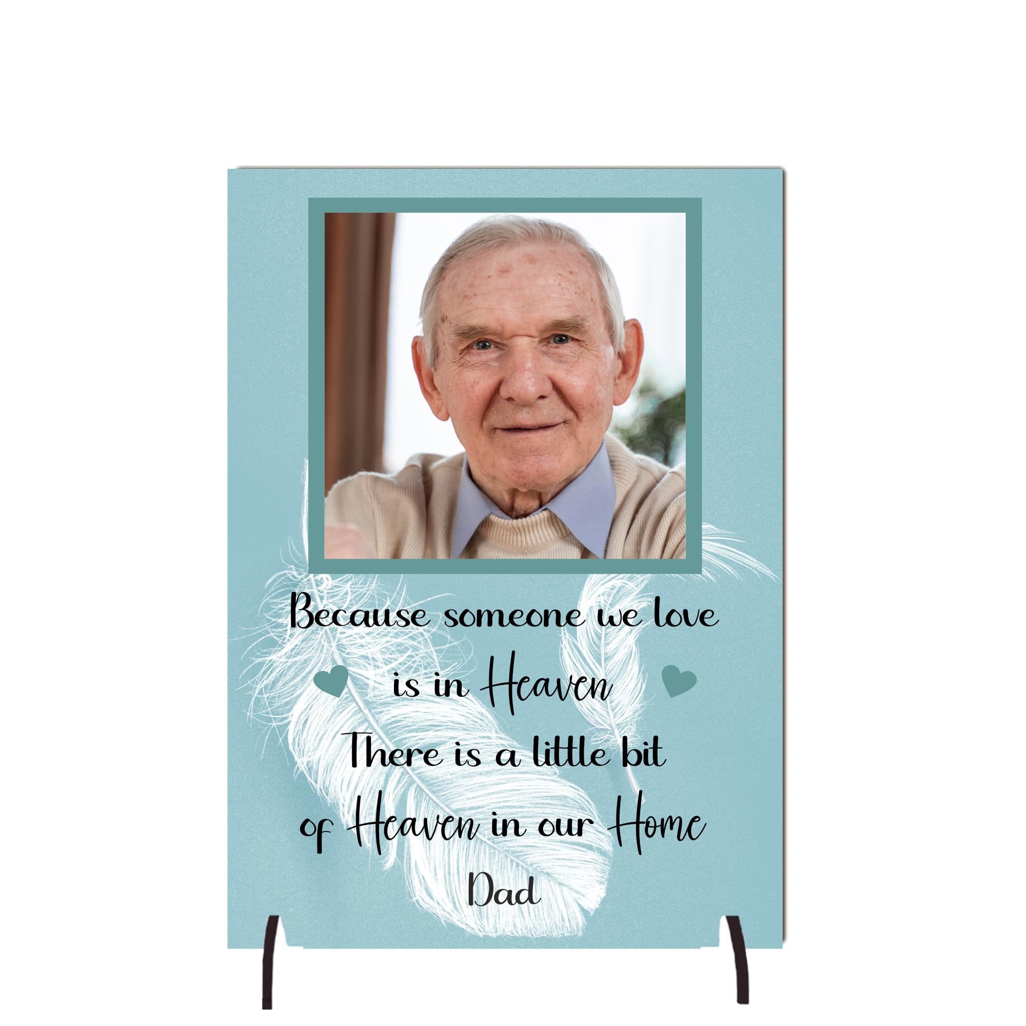 Personalised Bereavement Photo Plaque - Custom Memorial Gift with Choice of Colour, Heartfelt Quote, Size 148mm x 210mm (Mdf Wood A4 30cm x 21cm, Blue)