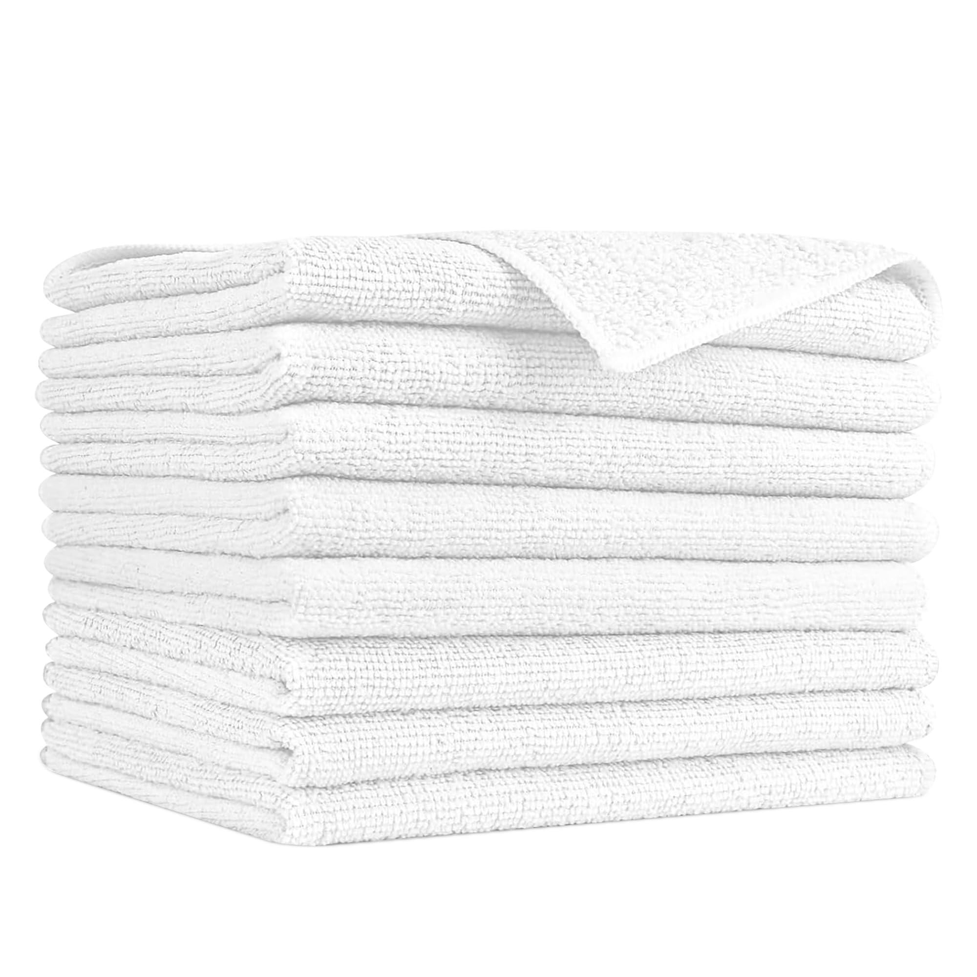 AQAD Microfiber Cleaning Cloths Pack of 8 (30 x 30 cm) – White microfiber towels – Reusable Lint-Free Cleaning Towels, Kitchen Washcloths, Car, Glass & Household
