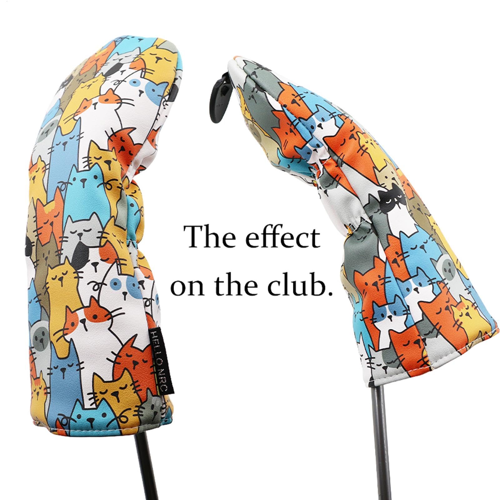 Cartoon Cat Driver Headcover, Funny Golf Club Covers, Waterproof and Functional Golf Head Covers, Perfect for Drivers, Fairway Woods, and Hybrids, Unique Golf Accessory